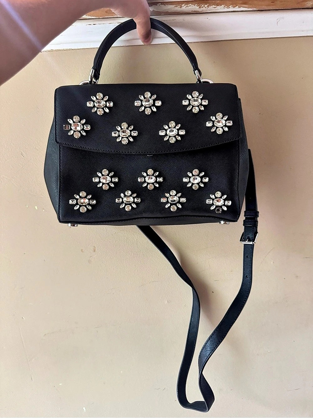 Michael Kors Ava Jewel Small Top Handle Satchel Black